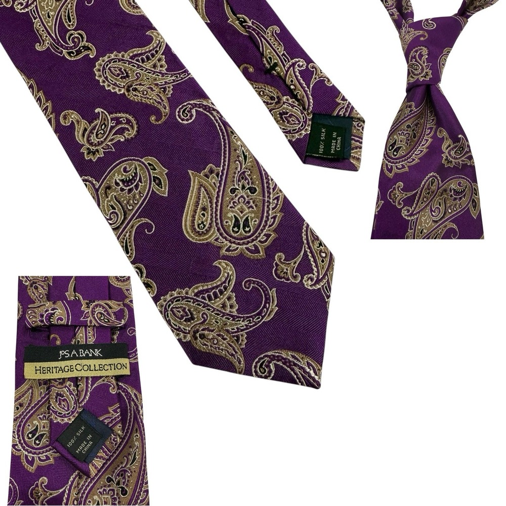 Jos. A. Bank Paisley 100% Silk Tie - Purple - Heritage Collection